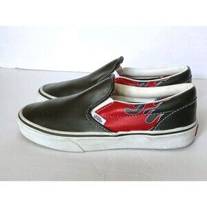 Vans Classic Slip On Kids Size Shoes 5 Racing Red Leather Lowtop Sneakers